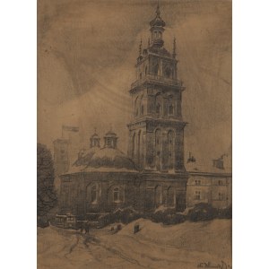 Odo Dobrowolski (1883 Czerniowice - 1917 Kijów), Lwów - Cerkiew Wołoska i wieża Korniakta, 1915