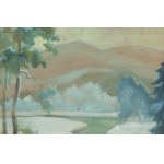 Wacław Żaboklicki (1879 Zakrzew - 1959 Warszawa), Pejzaż zimowy z rzeką i górami