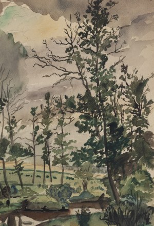 Stanislaw Rolicz (1913 Manchuria - 1997 Sopot), Landscape from Zahorz , 1942