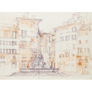 Henryk Dąbrowski (1927 Warszawa - 2006 Warszawa), Piazza della Rotonda w Rzymie, 1965
