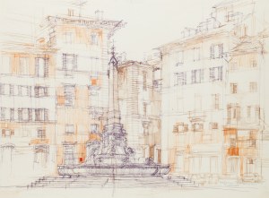 Henryk Dabrowski (1927 Warsaw - 2006 Warsaw), Piazza della Rotonda in Rome, 1965.