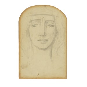 Józef Mehoffer (1869 Ropczyce - 1946 Wadowice), Sancta Virgo (Matka Boska Bolesna) - szkic do witraża dla katedry na Wawelu