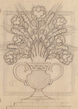 Józef Mehoffer (1869 Ropczyce - 1946 Wadowice), Vase with a bouquet of flowers and cereals - decoration design