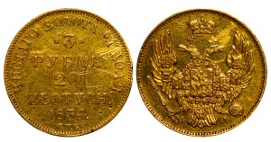 Congress Kingdom of Poland, 3 Roubles/20 Zlotys, 1834 year, SPB-PD