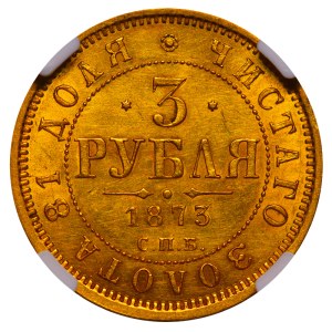 Russian Empire, 3 Roubles, 1873 year, SPB-NI, NGC, UNC DETAILS