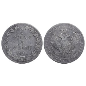 Congress Kingdom of Poland, 3/4 Roubles/5 Zlotys, 1839 year, MW