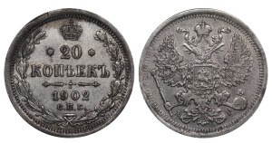 Russian Empire, 20 Kopecks, 1902 year, SPB-AR