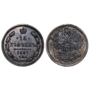 Russian Empire, 15 Kopecks, 1887 year, SPB-AG