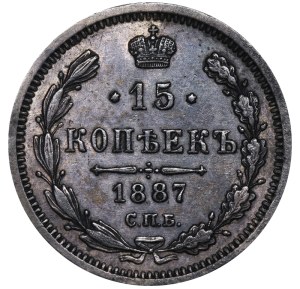 Russian Empire, 15 Kopecks, 1887 year, SPB-AG