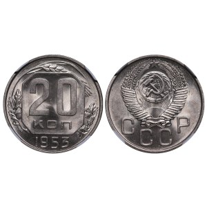 Soviet Union, 20 Kopecks, 1953 year, NGC, MS 64