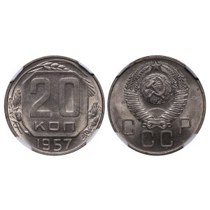 Sovietsky zväz, 20 kopejok, rok 1957, NGC, MS 62