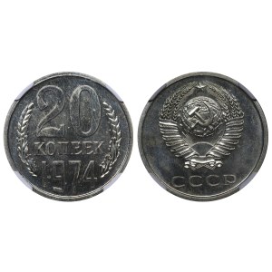 Soviet Union, 20 Kopecks, 1974 year, NGC, PL 64