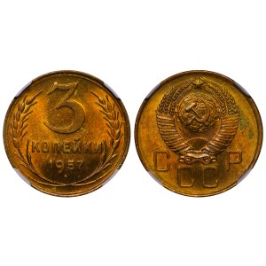 Soviet Union, 3 Kopecks, 1957 year, NGC, UNC DETAILS