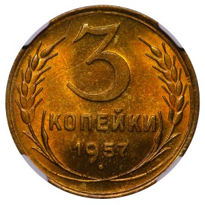 Soviet Union, 3 Kopecks, 1957 year, NGC, UNC DETAILS