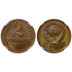 Soviet Union, 2 Kopecks, 1957 year, NGC, MS 65