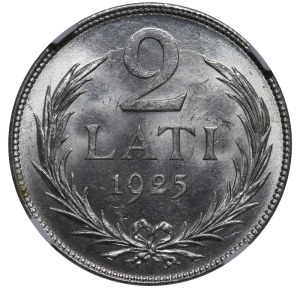 Latvia, 2 Lati, 1925 year, NGC, MS 64