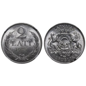 Latvia, 2 Lati, 1925 year, NGC, MS 63