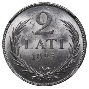 Latvia, 2 Lati, 1925 year, NGC, MS 63
