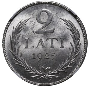 Latvia, 2 Lati, 1925 year, NGC, MS 63