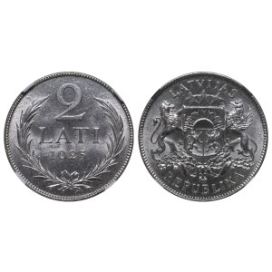 Latvia, 2 Lati, 1925 year, NGC, MS 62