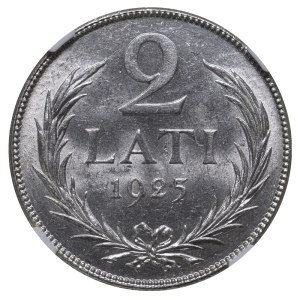 Latvia, 2 Lati, 1925 year, NGC, MS 62