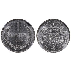 Latvia, 1 Lats, 1924 year, NGC, MS 62