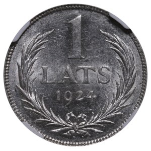 Latvia, 1 Lats, 1924 year, NGC, MS 62