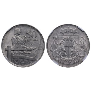 Latvia, 50 Santimu, 1922 year, NGC, MS 62