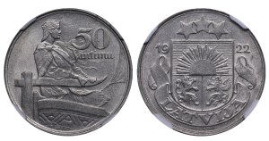 Latvia, 50 Santimu, 1922 year, NGC, MS 62
