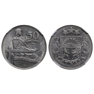 Latvia, 50 Santimu, 1922 year, NGC, AU DETAILS