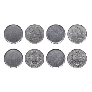 Set of 4 Coins: Latvia, 10&20 Santimi, 1922 year + 2 planchet