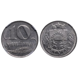 Latvia, 10 Santimu, 1922 year, NGC, MS 63