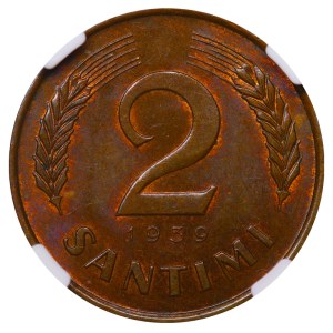 Latvia, 2 Santimi, 1939 year, NGC, MS 64 BN
