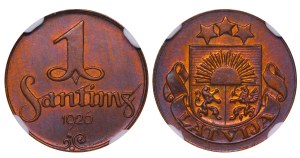 Latvia, 1 Santims, 1926 year, NGC, MS 64 RB