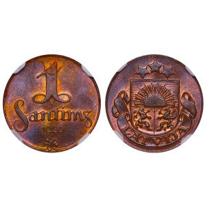 Latvia, 1 Santims, 1926 year, NGC, MS 64 BN