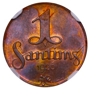 Latvia, 1 Santims, 1926 year, NGC, MS 64 BN