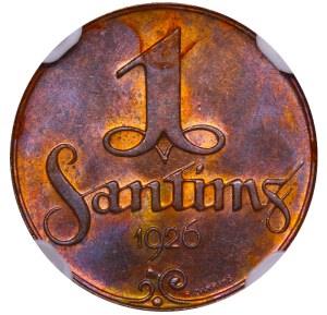 Latvia, 1 Santims, 1926 year, NGC, MS 64 BN