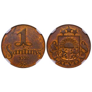 Latvia, 1 Santims, 1932 year, NGC, MS 64 BN