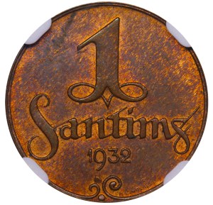 Latvia, 1 Santims, 1932 year, NGC, MS 64 BN