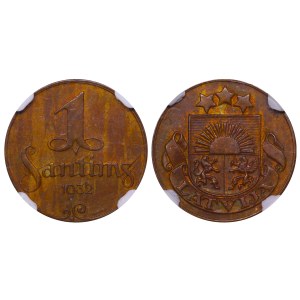 Latvia, 1 Santims, 1932 year, NGC, MS 62 BN