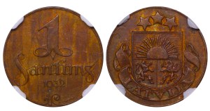 Latvia, 1 Santims, 1932 year, NGC, MS 62 BN