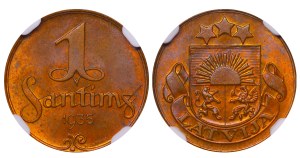 Latvia, 1 Santims, 1935 year, NGC, MS 64 RB