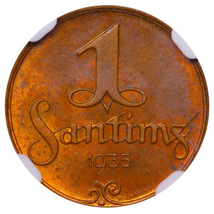Latvia, 1 Santims, 1935 year, NGC, MS 64 RB