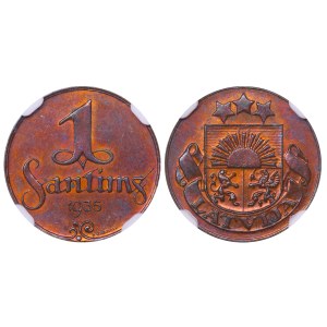 Latvia, 1 Santims, 1935 year, NGC, MS 64 BN