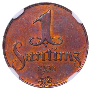 Latvia, 1 Santims, 1935 year, NGC, MS 64 BN