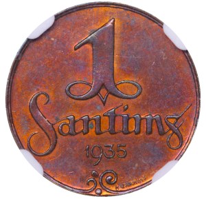 Latvia, 1 Santims, 1935 year, NGC, MS 64 BN