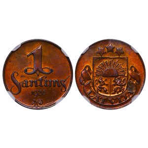 Latvia, 1 Santims, 1935 year, NGC, MS 64 BN