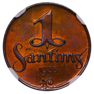 Latvia, 1 Santims, 1935 year, NGC, MS 64 BN