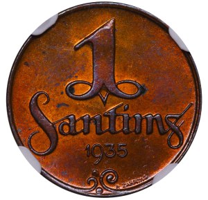 Latvia, 1 Santims, 1935 year, NGC, MS 64 BN