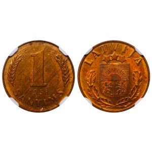 Latvia, 1 Santims, 1938 year, NGC, MS 63 RB